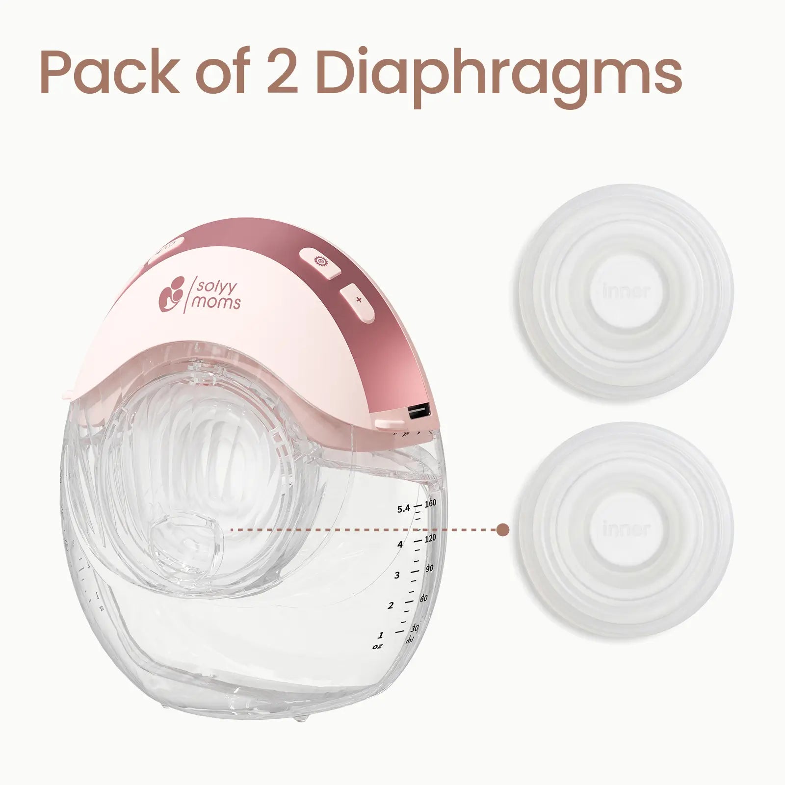 pack of two silicone diaphragms to be used with the solyymoms air 1 breast pump