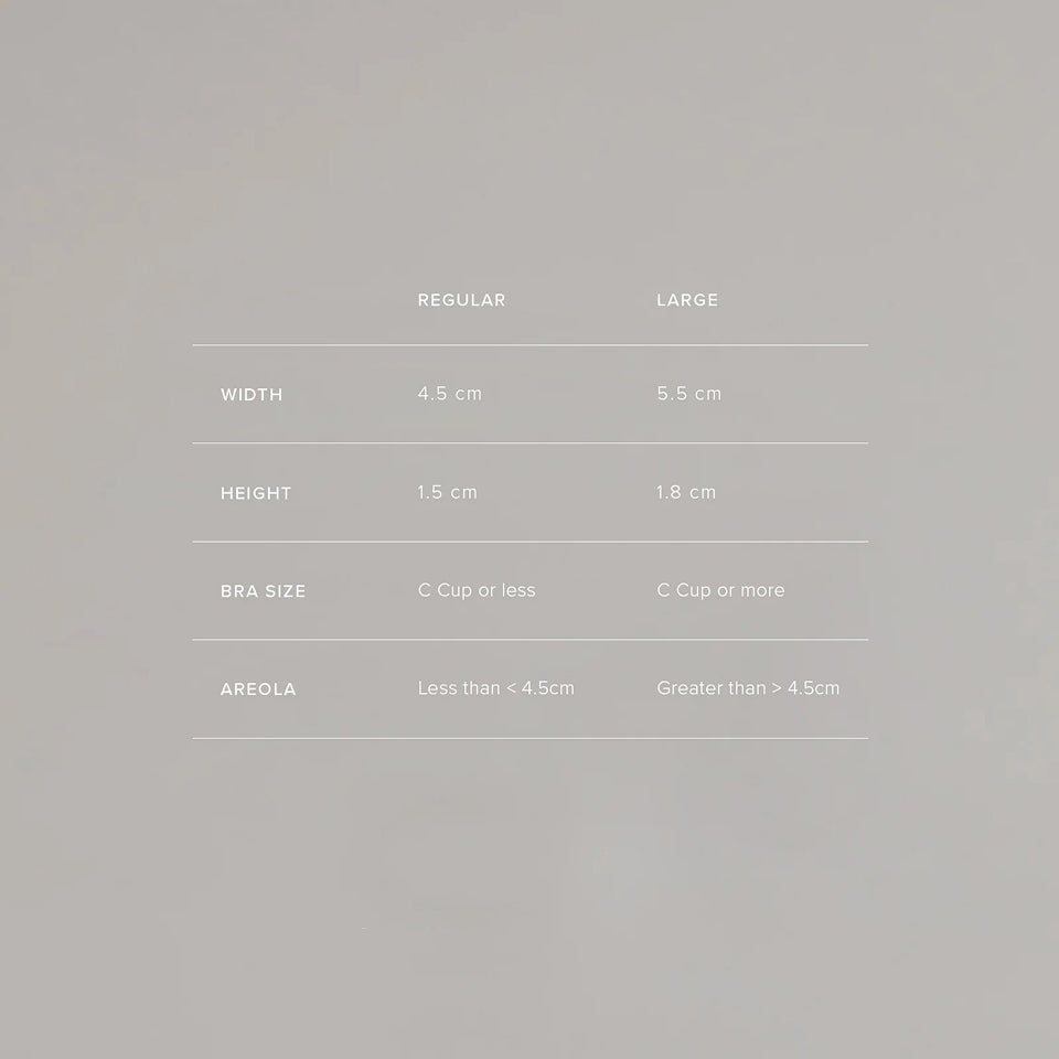 size guide for silver nursing cups