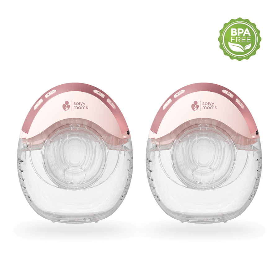 Front view of the double pack of solyymoms air 1 wearable electric breast pumps