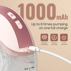 a long battery life allowing the mother to pump six to eight times a day on one full charge